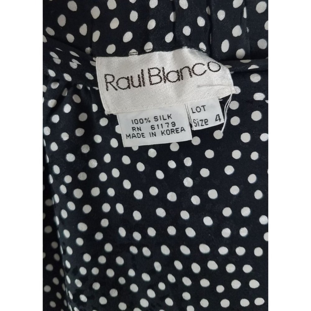 Vtg. Raul Blanco Sz. 4 100% Silk 2 Piece Floral/Polka Dot Set Exaggerated Sleeve - Picture 11 of 12